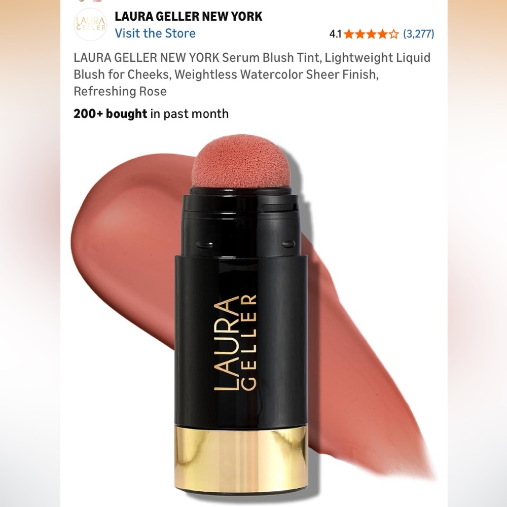 Laura Geller Cheek Tint in refreshing, rose shade, extra applicator